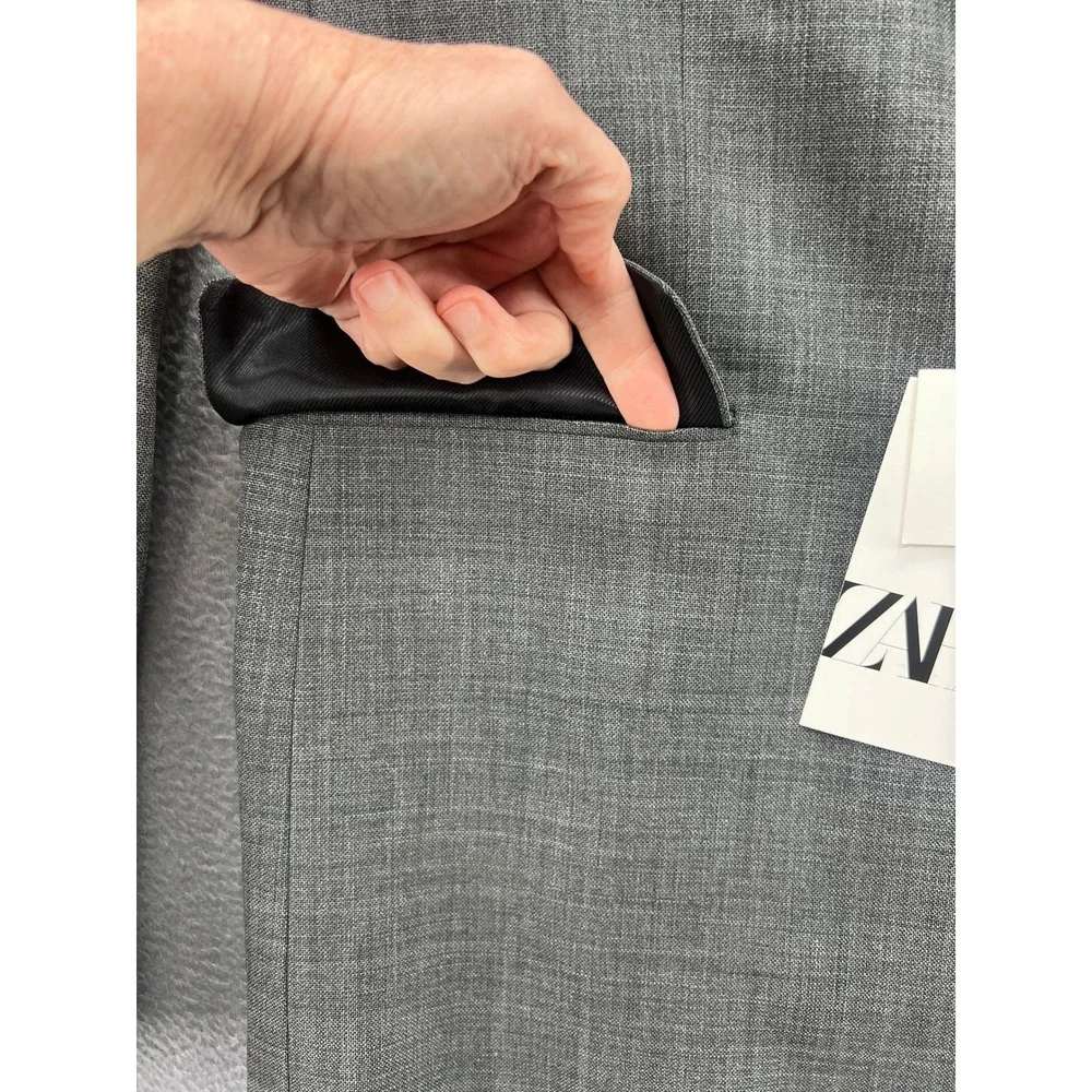 Zara Blazer Jacket Sport Coat Mens Sz 42 Grey Regular Fit Suit NWT
